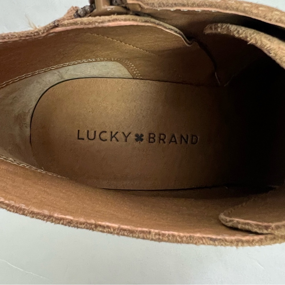 Lucky Brand Women’s Wedge Heel Boots Sz 8.5M Brown Lace Up Inside Zip 3.5” Wedge - Picture 16 of 16